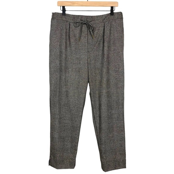 Zara The Easy Plaid Elastic Waist Trouser Pant Size 10 Gray Business Career - Picture 3 of 10